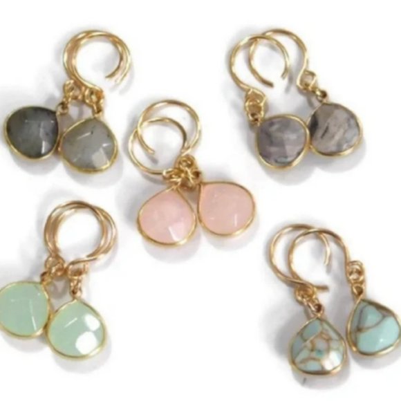 Artisan Crafted Rose Quartz Earrings Briolette Pink Teardrop 14K gold filled - Picture 4 of 4